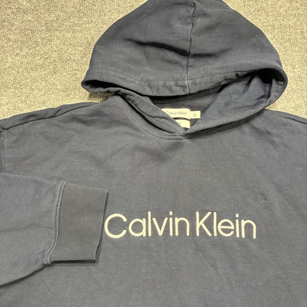 Calvin Klein Relaxed Fit Navy Blue Logo Hoodie Sweatshirt Women's Size M